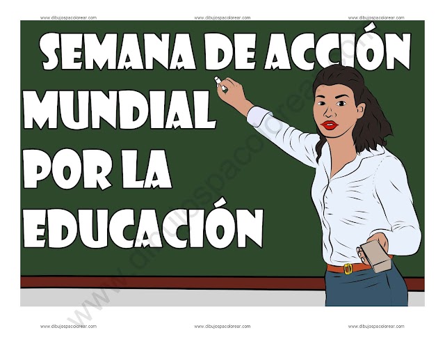Semana de acción Mundial por la Educacion dibujo a color y para colorear